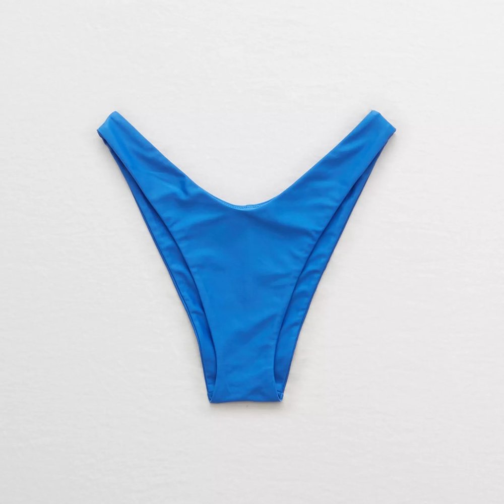 Aerie Cheekier Plus Coquine blue high cut bikini bottom (cheeky) S like new